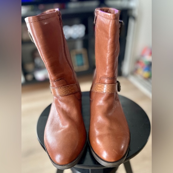 NEVER WORN Naturalizer Genna Leather Zip-Up Midcalf Moto Boot in Cider Spice - Picture 3 of 11